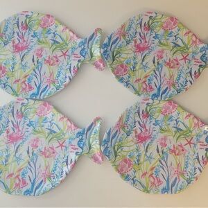 4pk Sigrid Olsen Salad Fish Shaped Multicolor Coral Reef Plates Nautical Coastal